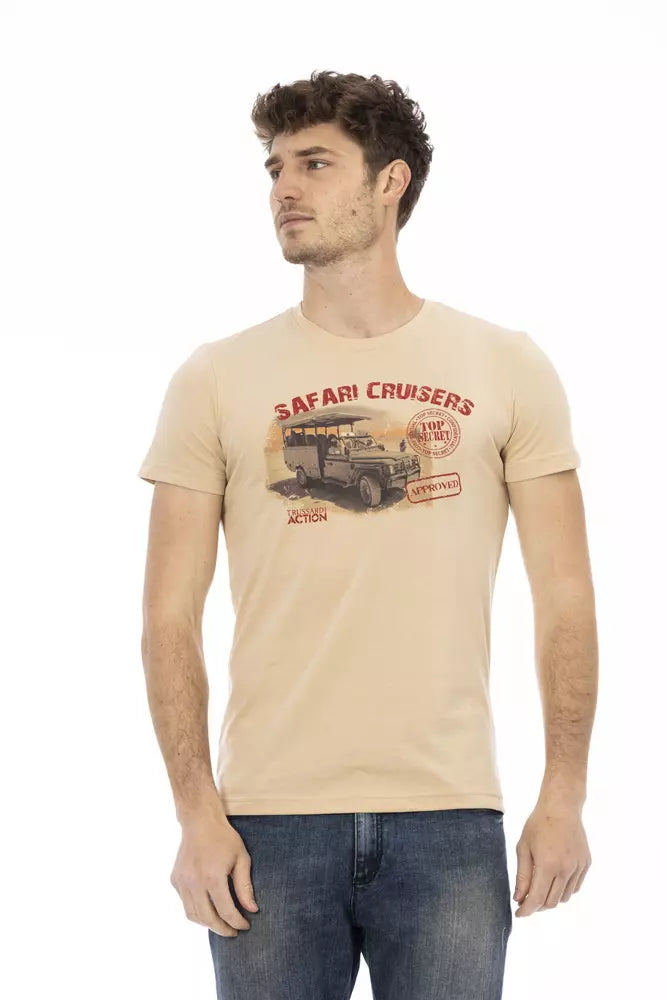 Trussardi Action Beige Cotton Men T-shirt