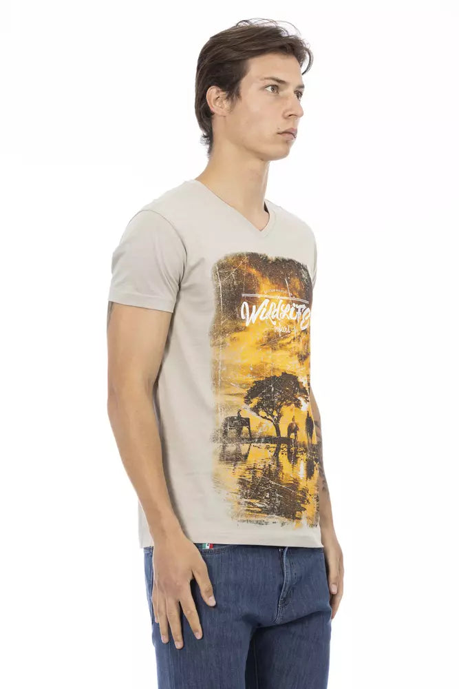 Trussardi Action Beige Cotton Men T-shirt