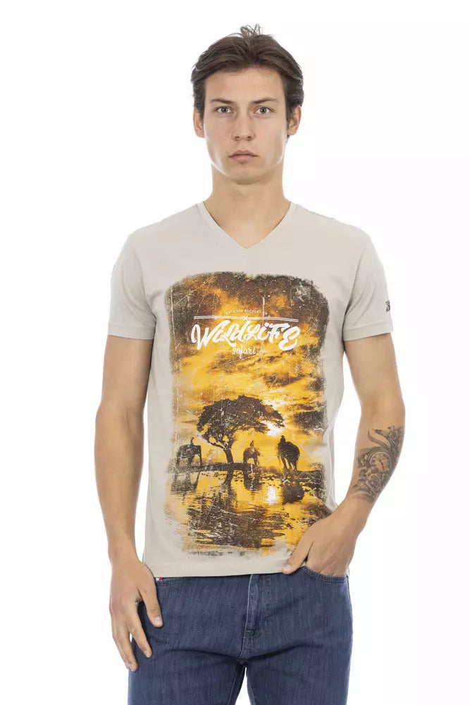 Trussardi Action Beige Cotton Men T-shirt