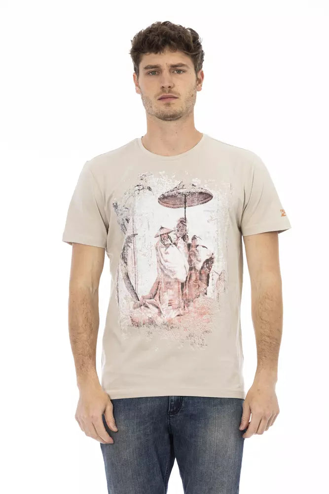 Trussardi Action Beige Cotton Men T-shirt