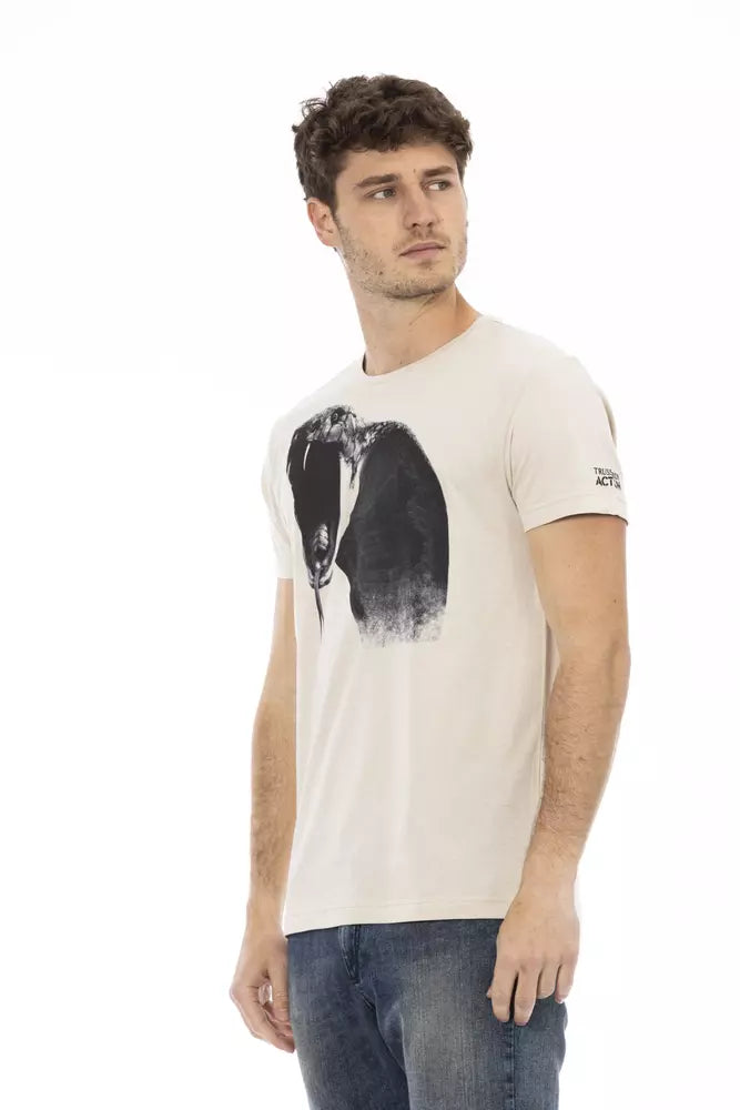 Trussardi Action Beige Cotton Men T-shirt