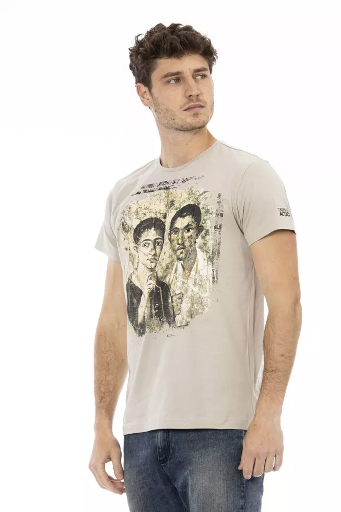 Trussardi Action Beige Cotton Men T-shirt