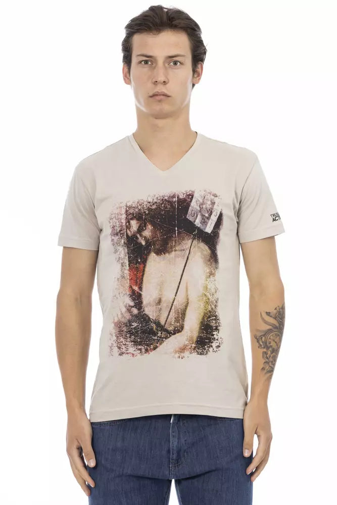 Trussardi Action Beige Cotton Men T-shirt
