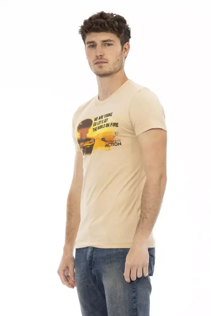 Trussardi Action Beige Cotton Men’s T-Shirt