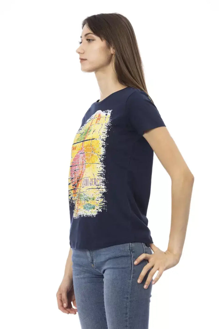 Trussardi Action Blue Cotton Tops &amp; T-Shirt