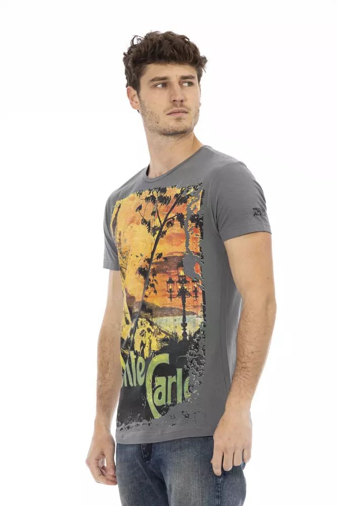 Trussardi Action Gray Cotton Men T-shirt