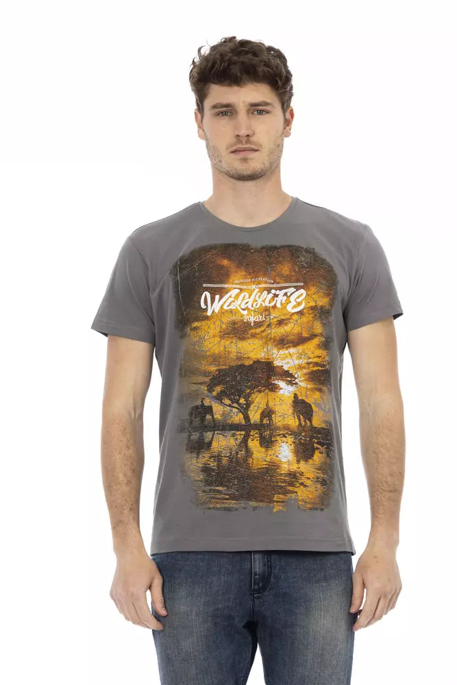 Trussardi Action Gray Cotton Men T-shirt