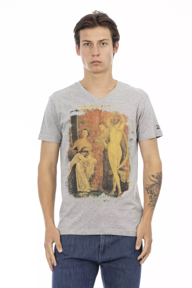Trussardi Action Gray Cotton Men T-shirt