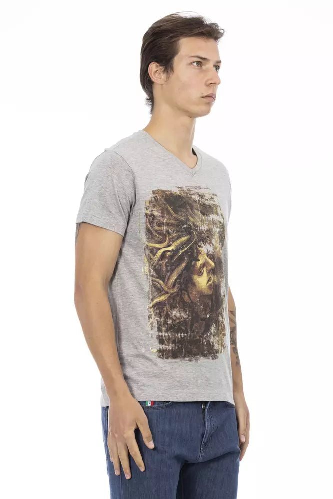 Trussardi Action Gray Cotton Men T-shirt