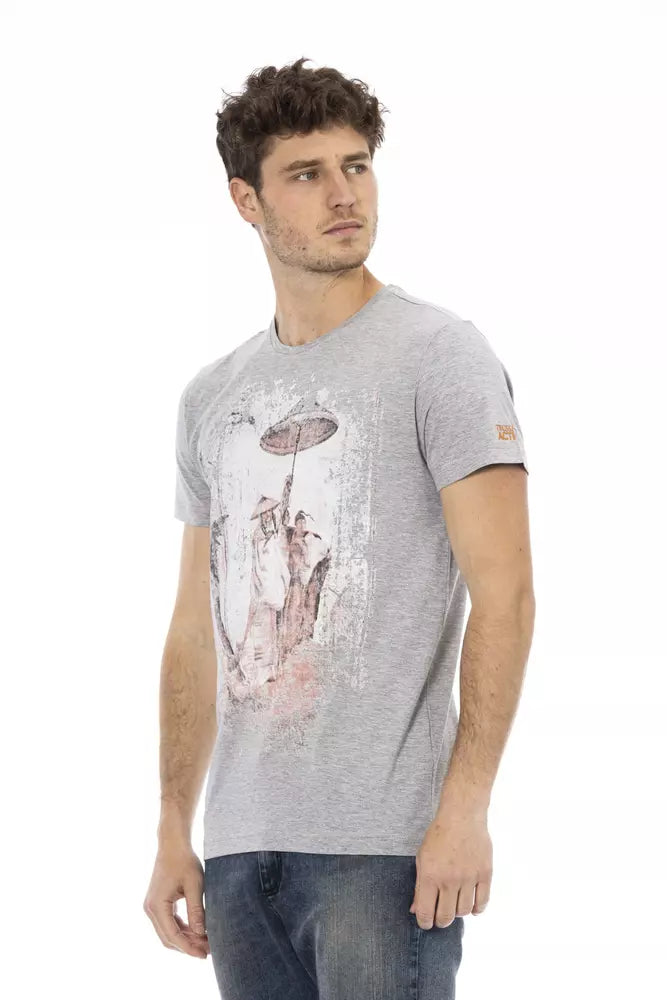 Trussardi Action Gray Cotton Men T-shirt