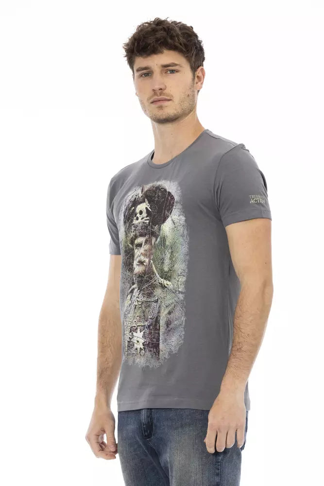 Trussardi Action Gray Cotton Men T-shirt