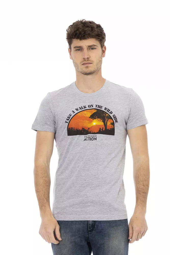 Trussardi Action Gray Cotton Men T-shirt