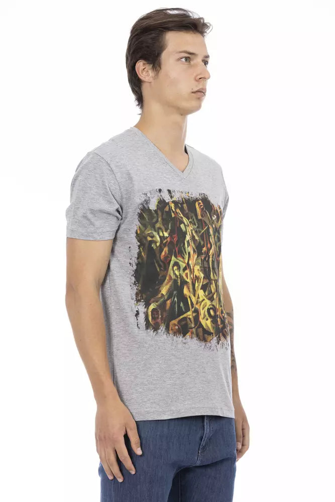 Trussardi Action Gray Cotton Men T-shirt
