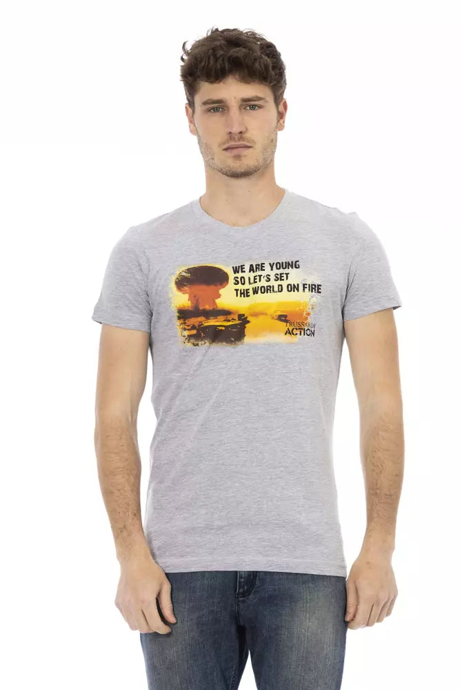 Trussardi Action Gray Cotton Men T-shirt