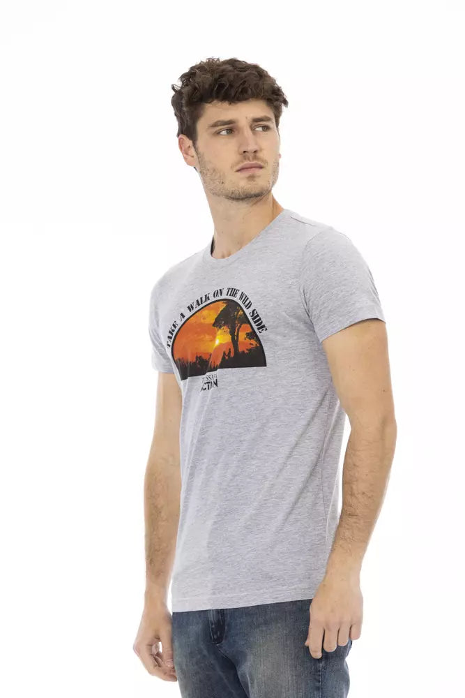 Trussardi Action Gray Cotton Men T-shirt