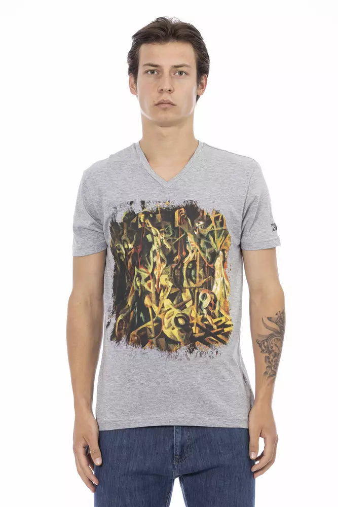 Trussardi Action Gray Cotton Men T-shirt