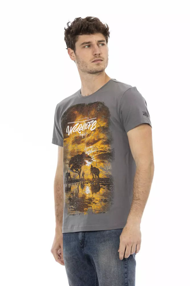 Trussardi Action Gray Cotton Men T-shirt