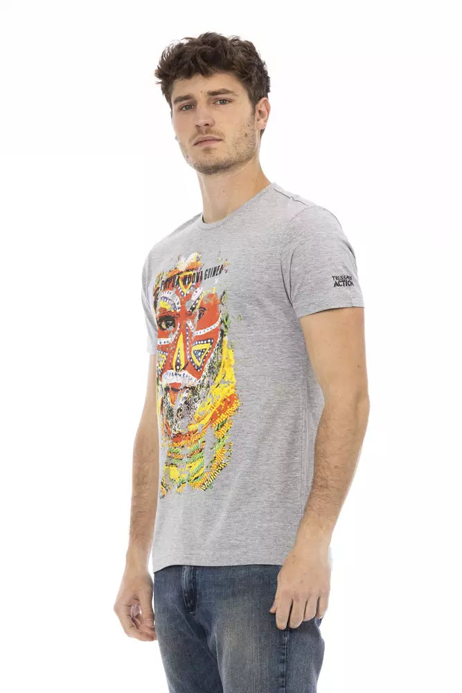 Trussardi Action Gray Cotton Men T-shirt