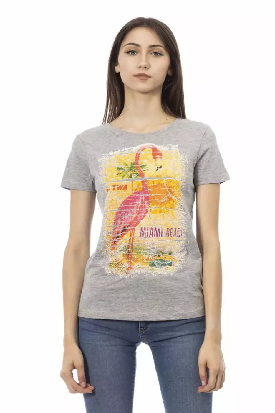 Trussardi Action Gray Cotton Women T-shirt