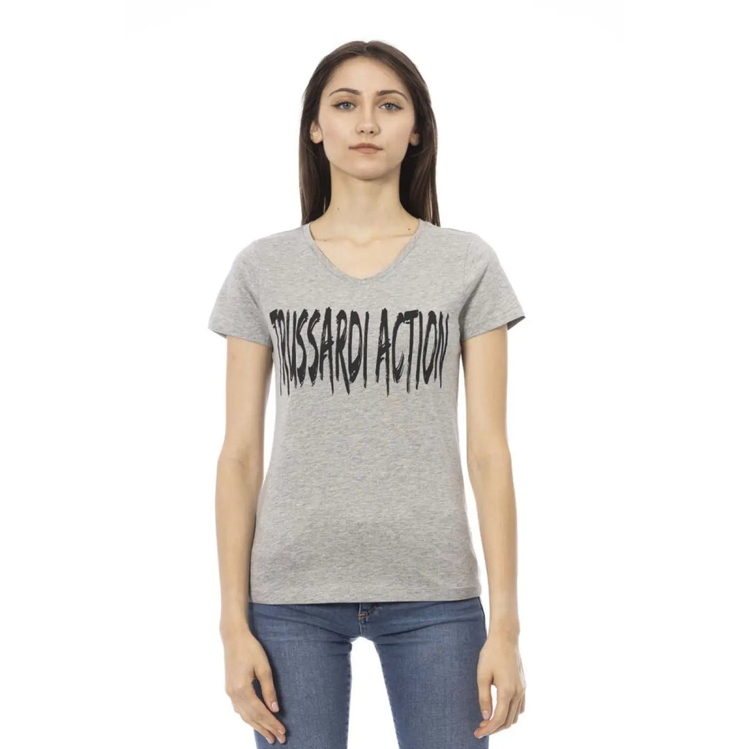 Trussardi Action Gray Cotton Women T-shirt