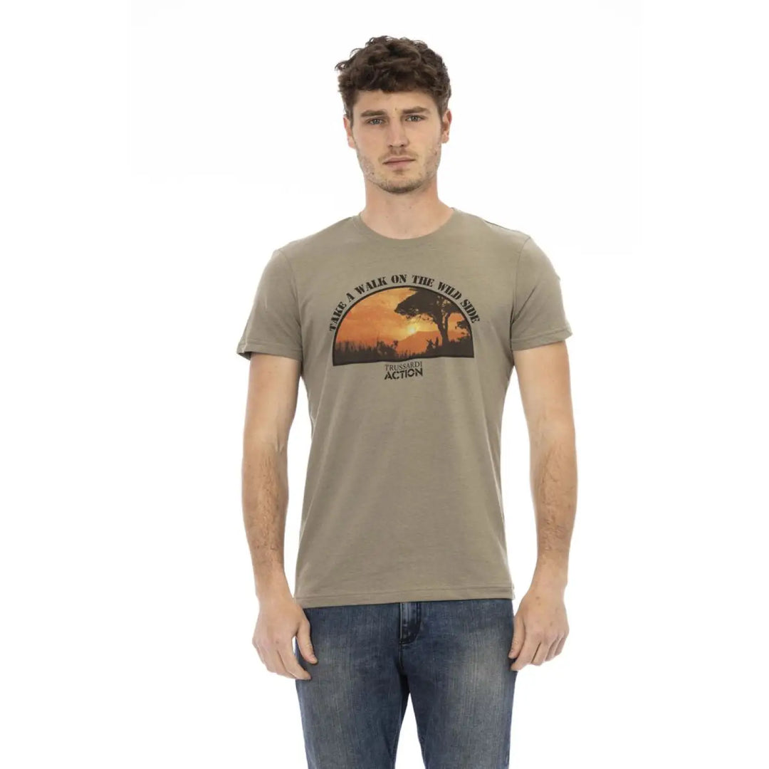 Trussardi Action Green Cotton Men T-shirt