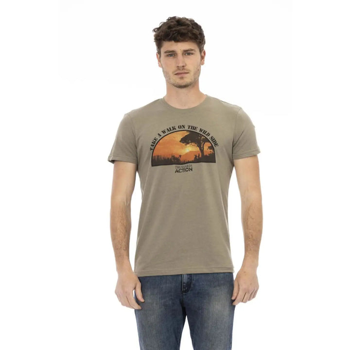Trussardi Action Green Cotton Men T-shirt