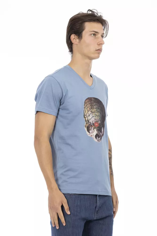 Trussardi Action Light Blue Cotton Men T-shirt