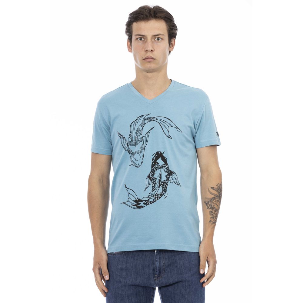Trussardi Action Light Blue Cotton Men T-shirt