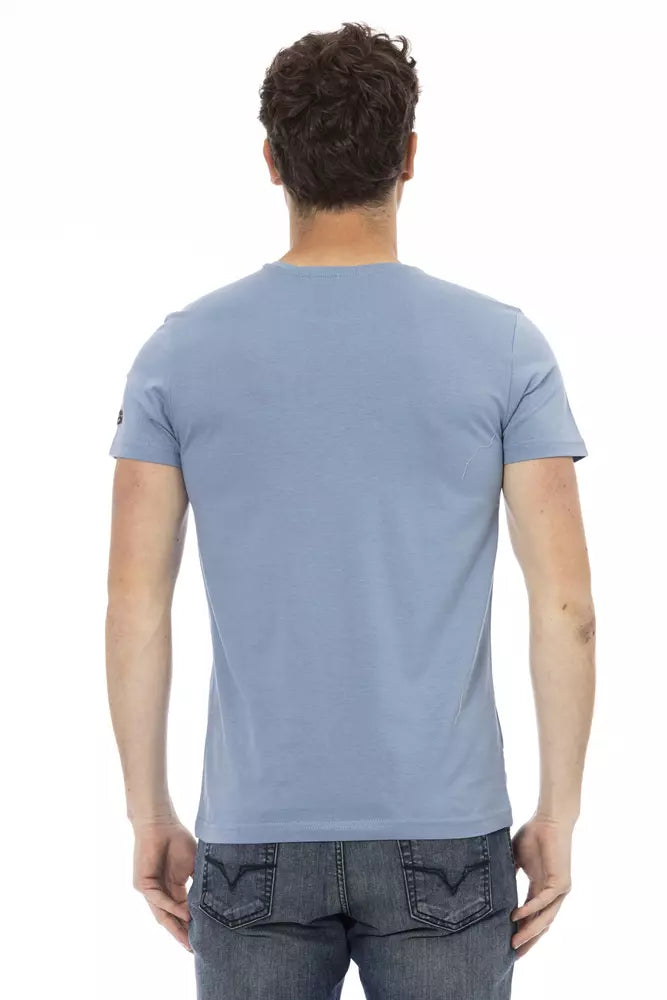 Trussardi Action Light Blue Cotton Men T-shirt