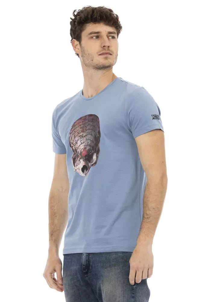 Trussardi Action Light Blue Cotton Men T-shirt