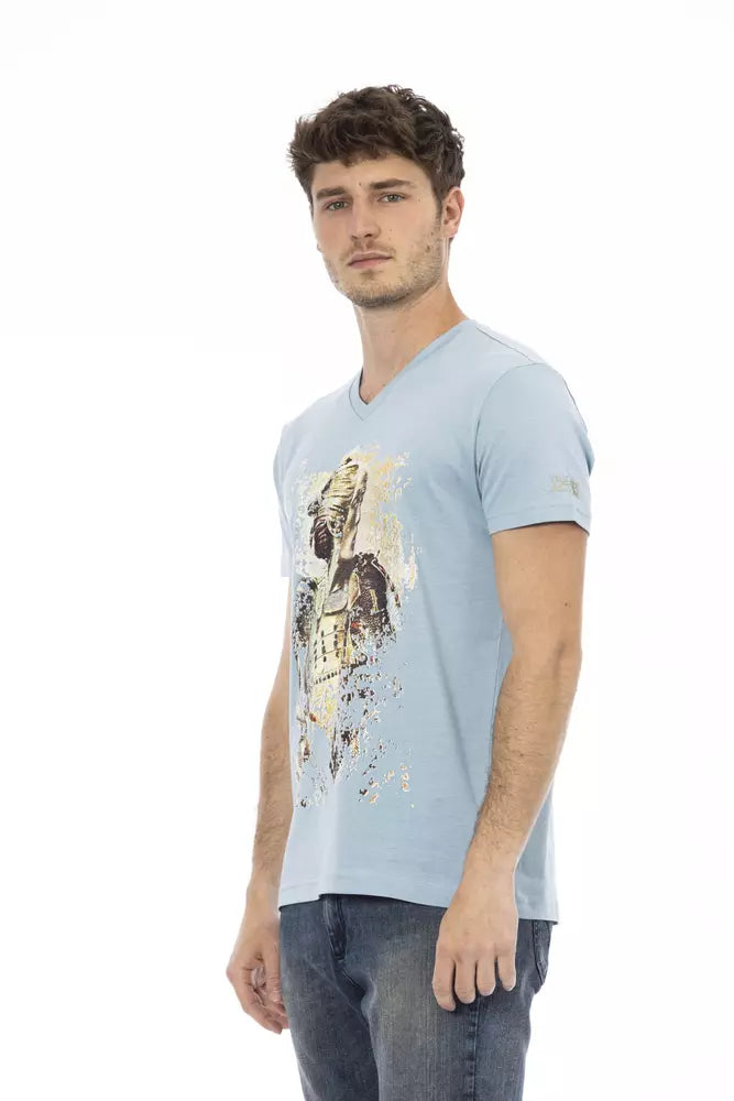 Trussardi Action Light Blue Cotton Men T-shirt