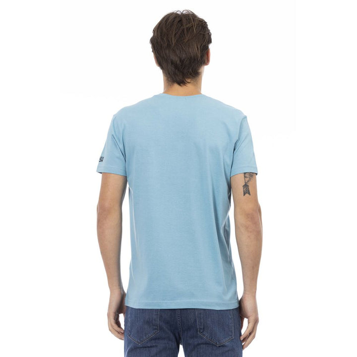 Trussardi Action Light Blue Cotton Men T-shirt