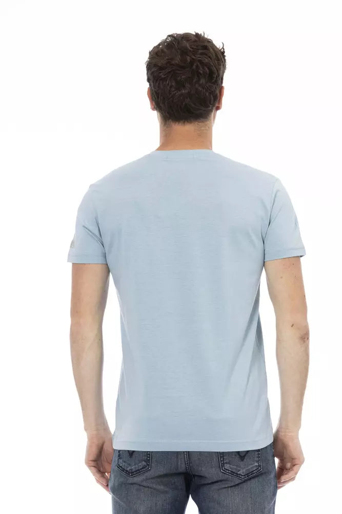 Trussardi Action Light Blue Cotton Men T-shirt