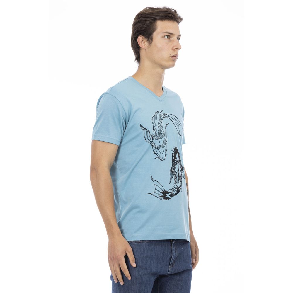 Trussardi Action Light Blue Cotton Men T-shirt