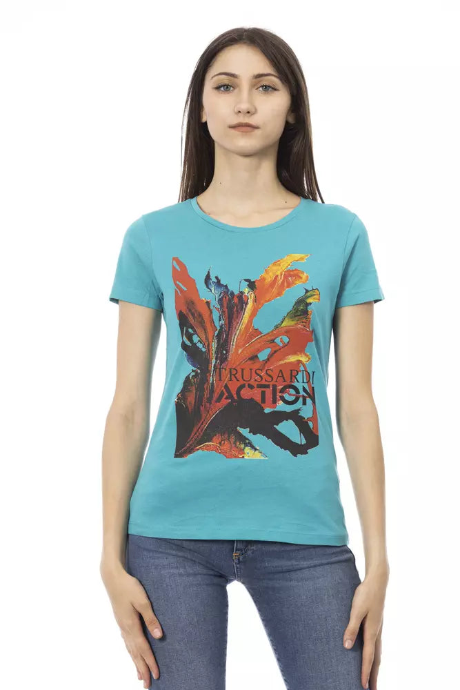 Trussardi Action - Light Blue Cotton Women T-Shirt