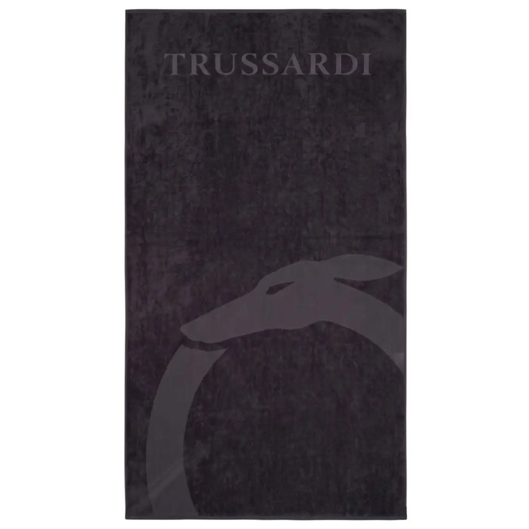 Trussardi Beachwear Black Cotton Men Beach Towel