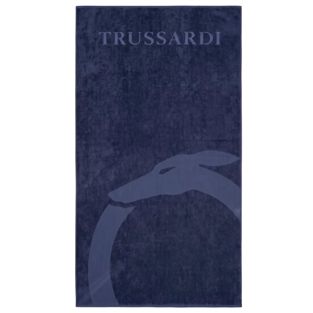 Trussardi Beachwear Blue Cotton Men’s Beach Towel