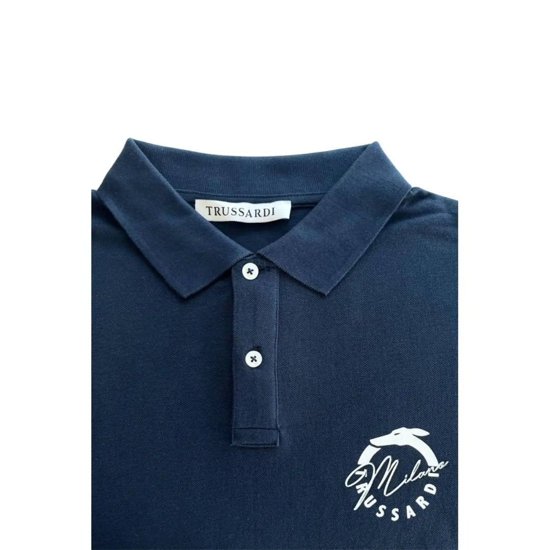 Trussardi Beachwear Blue Cotton Men’s Polo Shirt