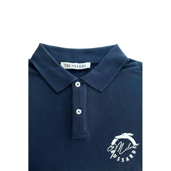 Trussardi Beachwear Blue Cotton Men’s Polo Shirt