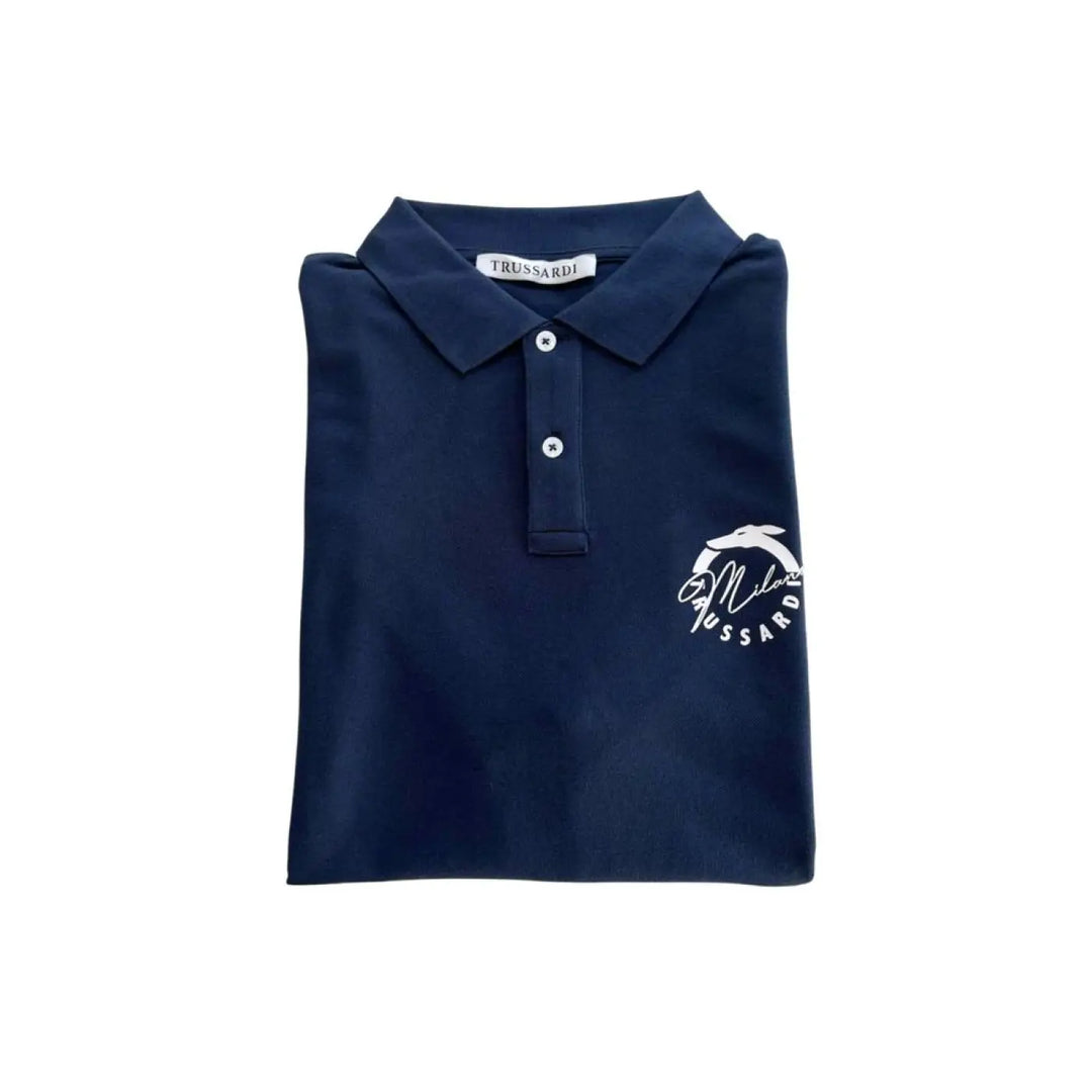 Trussardi Beachwear Blue Cotton Men’s Polo Shirt
