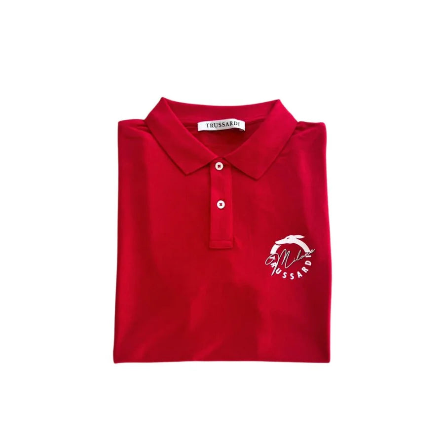 Trussardi Beachwear Red Cotton Men Polo Shirt