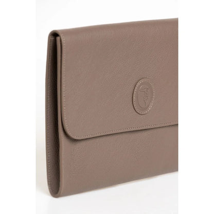 Trussardi Brown Polyester Men Clutch