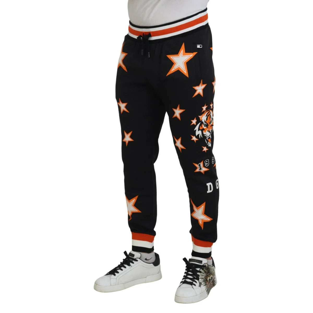 Turn Heads in Dolce Gabbana Sweatpants Orange Stars Luxury Regular Fit &