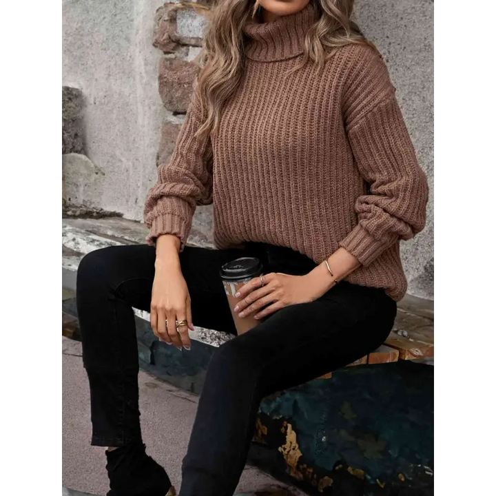 Chic Timeless Turtleneck Rib Knit Sweater Wardrobe Essential Clothing Tops Trendsi