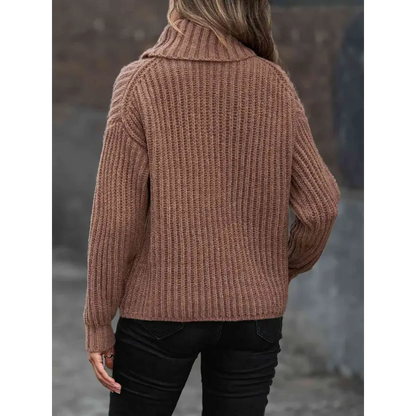 Elevate Your Style with the Timeless Turtleneck Rib-Knit Sweater Clothing Tops Trendsi