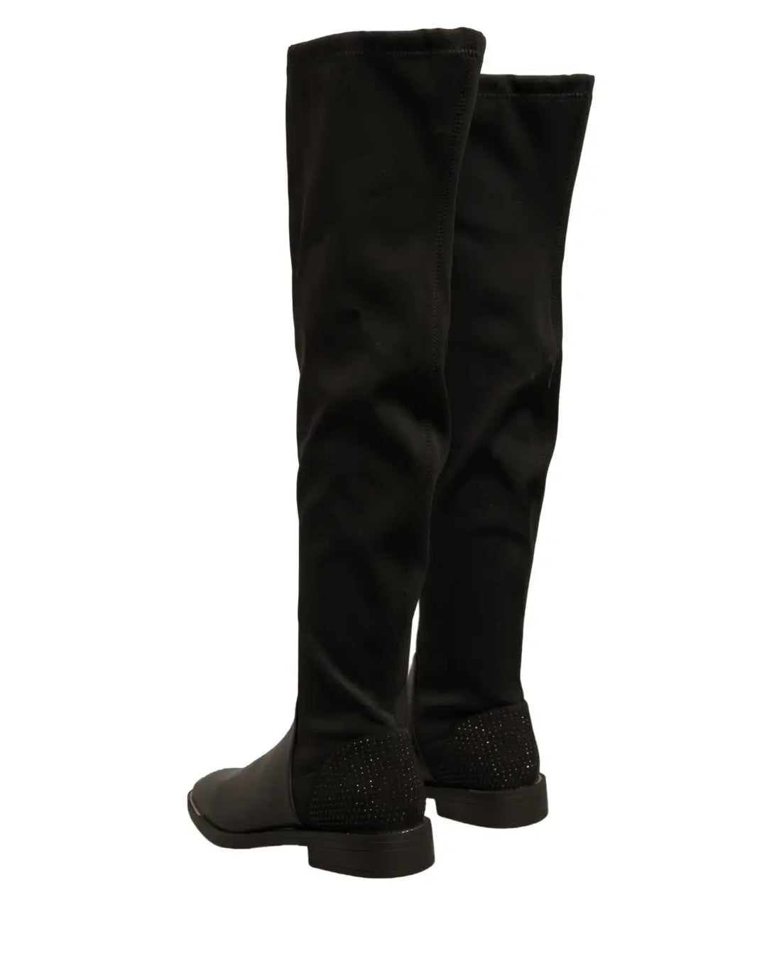 MY TWIN Black Leather Suede Flats High Boots Shoes