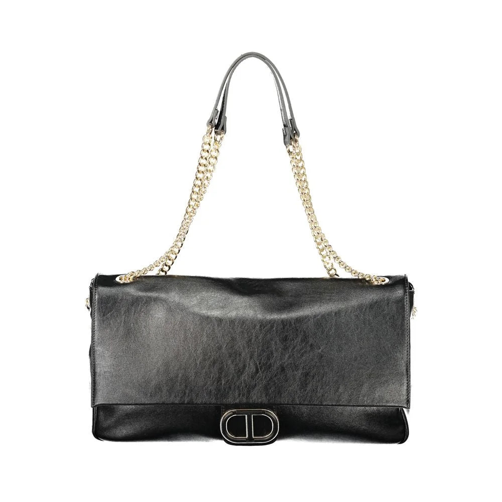 Twinset Black Polyethylene Shoulder Bag with Shimmering Chain Handles