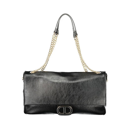 Twinset Black Polyethylene Shoulder Bag with Shimmering Chain Handles