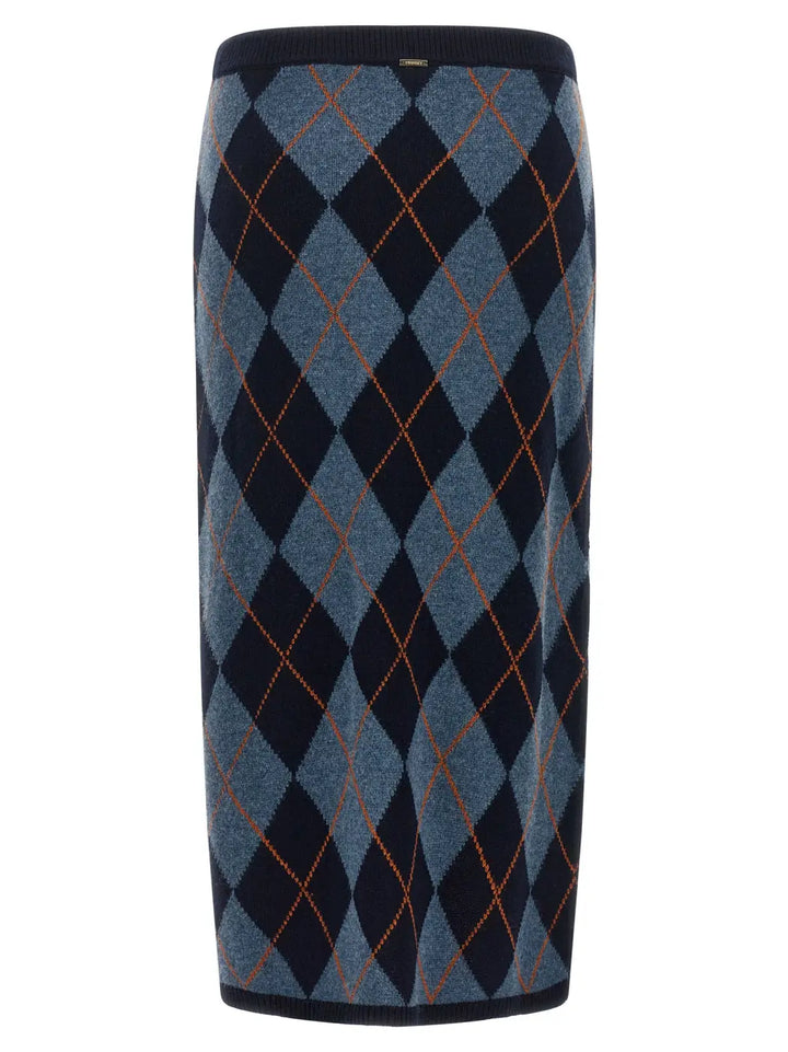 Twinset Blue Viscose Midi Skirt