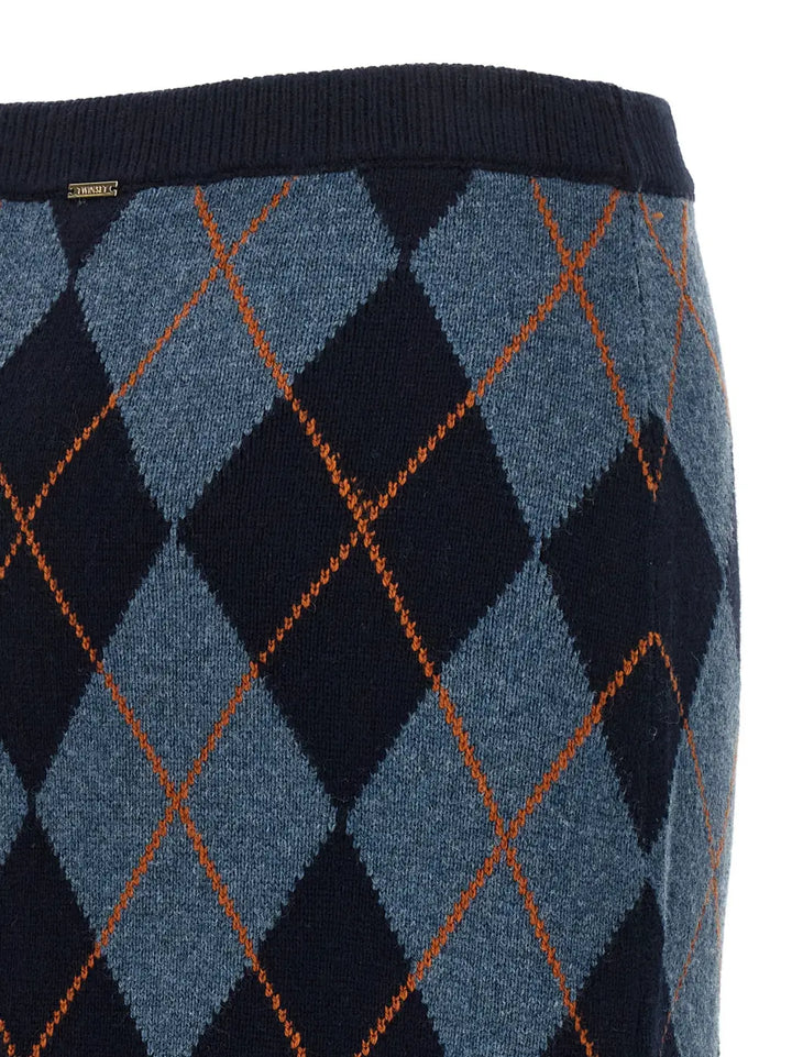 Twinset Blue Viscose Midi Skirt
